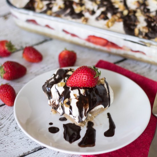 No Bake Banana Split Cheesecake