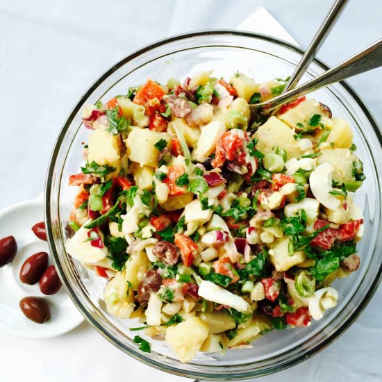 Potato, egg and olive salad