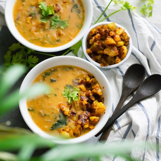 Lentil Soup with Roasted Potatoes