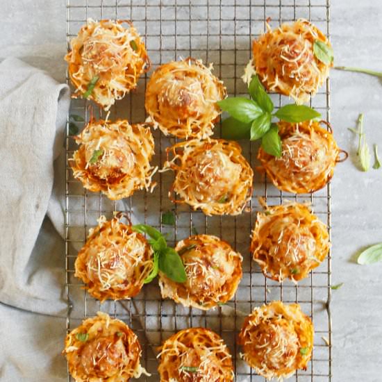 Baked Spaghetti and Meatball Cups