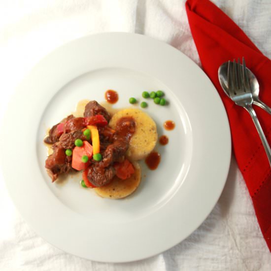 Filipino Beef Mechado with Polenta