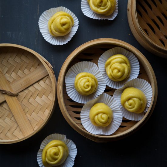 Pumpkin Flower Steamed Buns