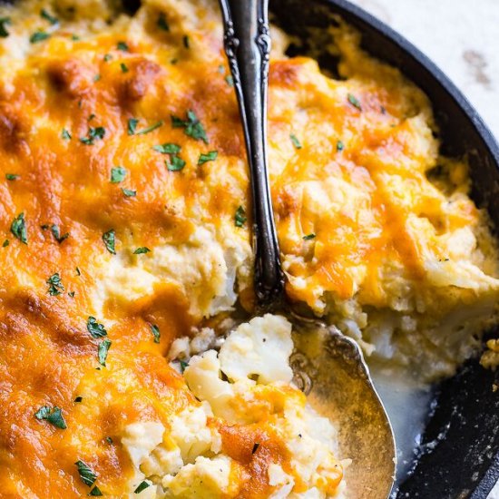 Low Carb Cheesy Cauliflower Gratin