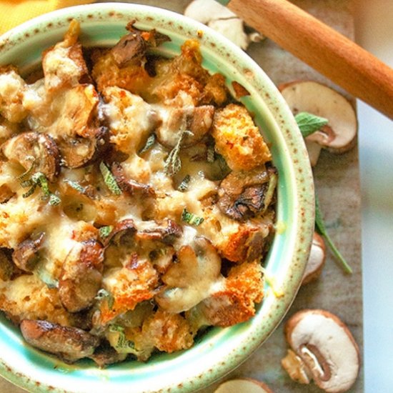 Mushroom & Sage Bread Pudding