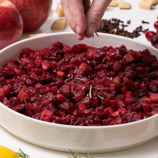 Roasted apple cranberry relish