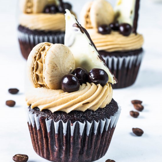 Mocha Cupcakes with Coffee Bark