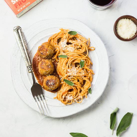 Pumpkin Pasta and Meatballs