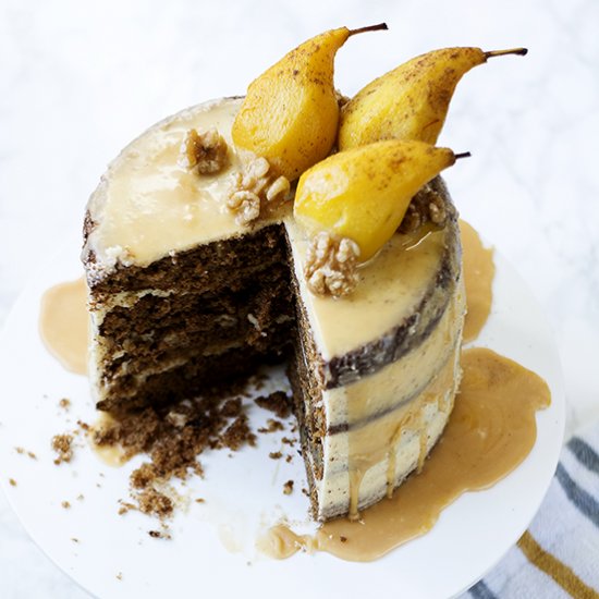 Spiced Pear and Walnut Cake