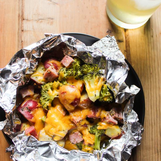 Ham, Broccoli, & Potato Foil Pack