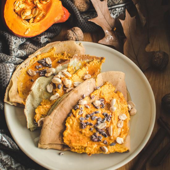 Crepes with pumpkin mousse