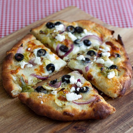 Black Olives and Artichokes Pizza