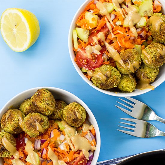 Falafel and Fake Tahini Salad