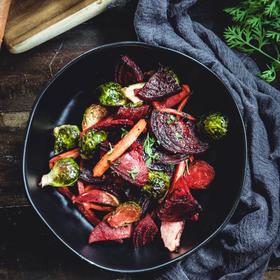 maple dijon thyme roasted veggies