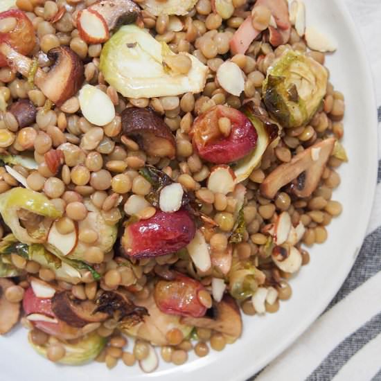 Lentil salad w Brussels sprouts