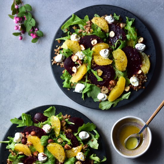 Buckwheat salad with roasted beets