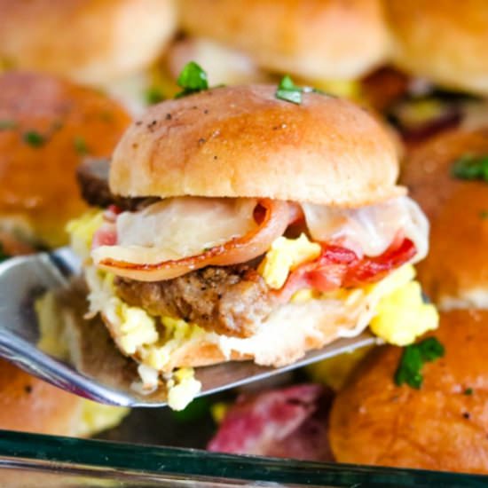 Bacon Sausage Breakfast Sliders