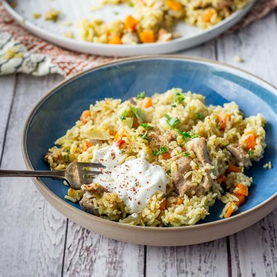 One Pot Leftover Turkey Pilaf