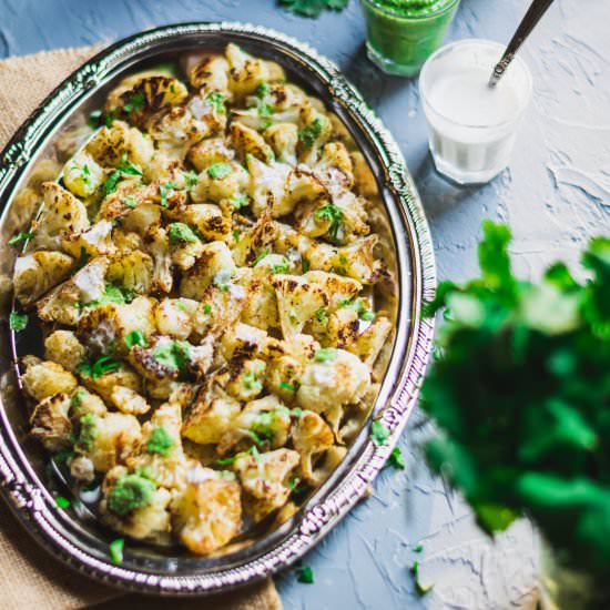 Cumin roasted cauliflower with dip