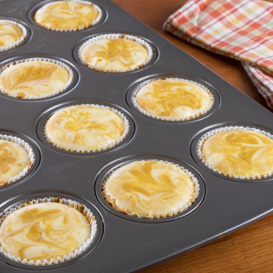 Mini Pumpkin Swirl Cheesecakes