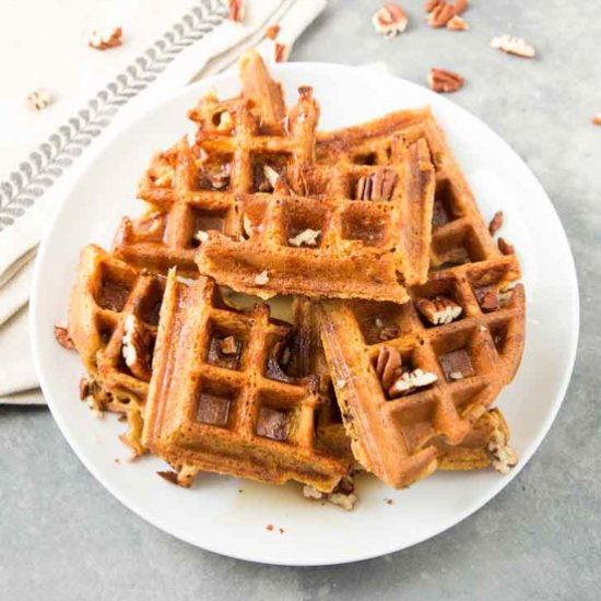 Pumpkin Spice Vegan Waffles