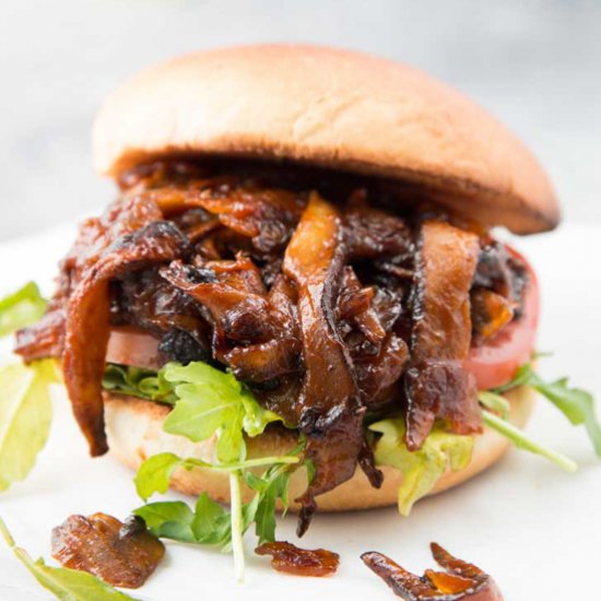 Vegan Pulled Mushroom BBQ Sandwich