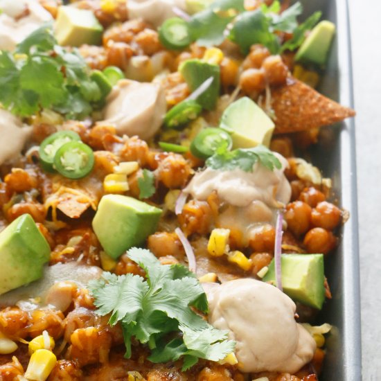 BBQ Chickpea Wonton Nachos