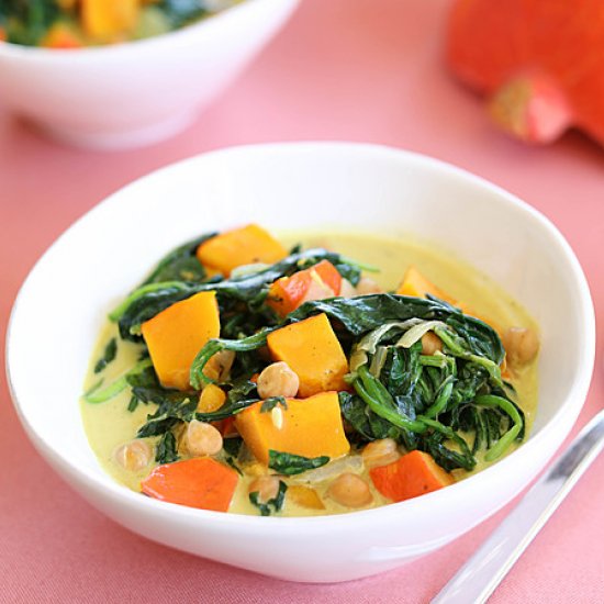 Mild Hokkaido and Spinach Vegan curry