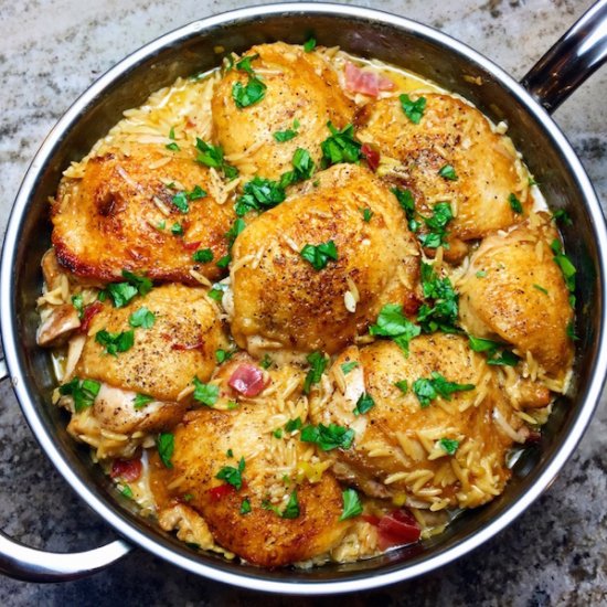 Skillet Chicken Marsala & Orzo