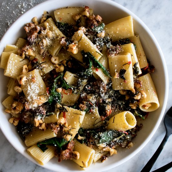 Paccheri with Sausage & Greens