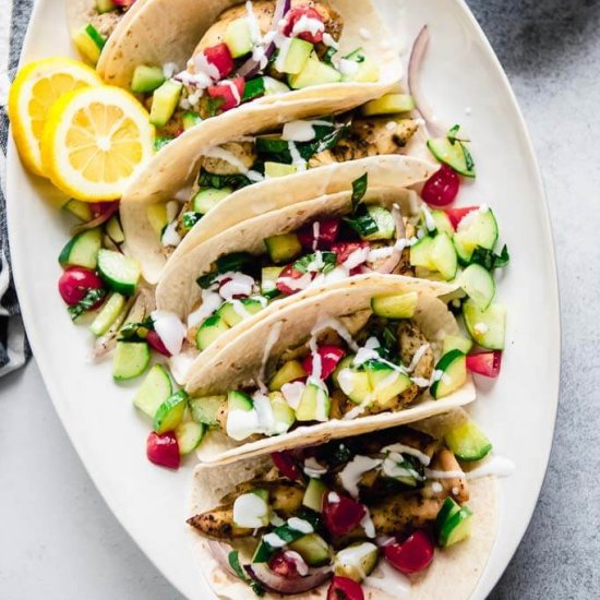 Slow Cooker Greek Chicken Tacos