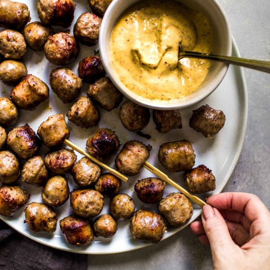 Sausage Bites with Mustard Dip