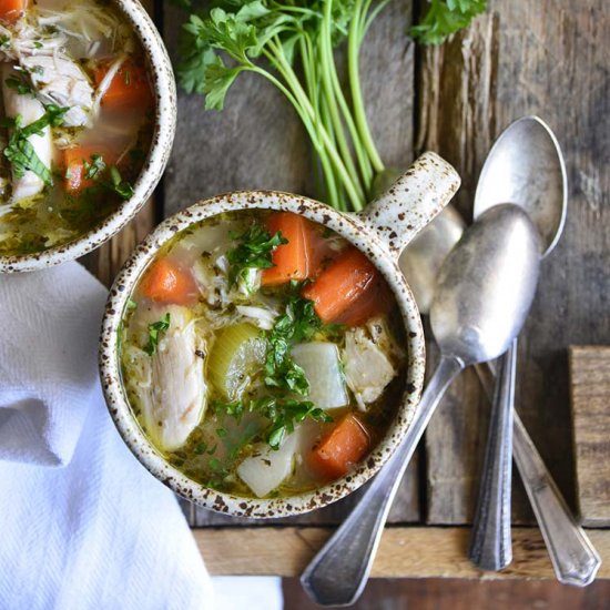 Leftover Chicken Bone Broth Soup