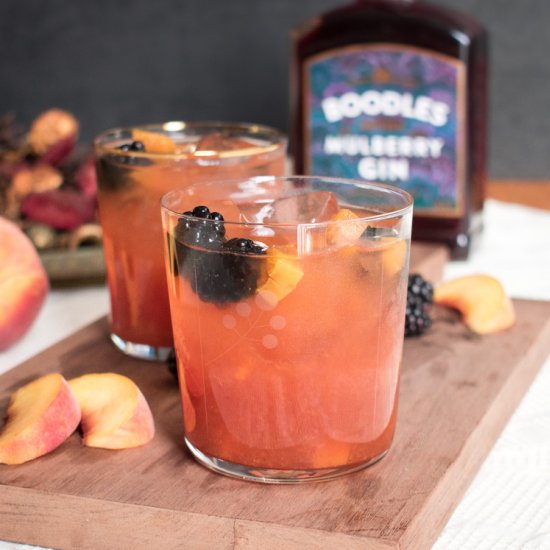 Peach Punch with mulberry gin