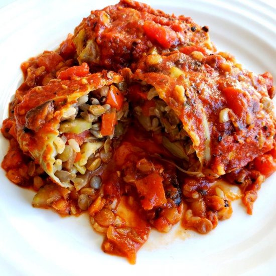 Vegan Cabbage Rolls with Lentils