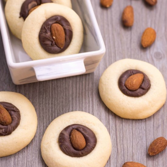 Chocolate Thumbprint Almond Cookies