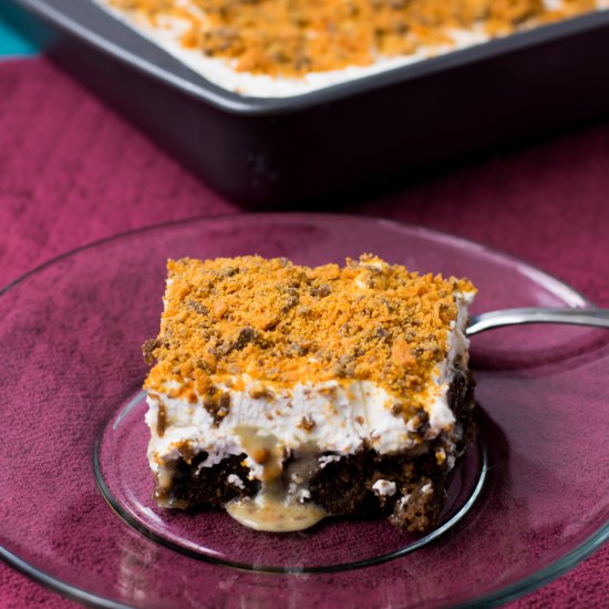 Butterfinger Poke Cake