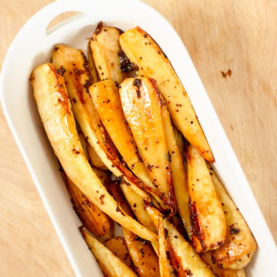 Honey Maple Mustard Parsnips