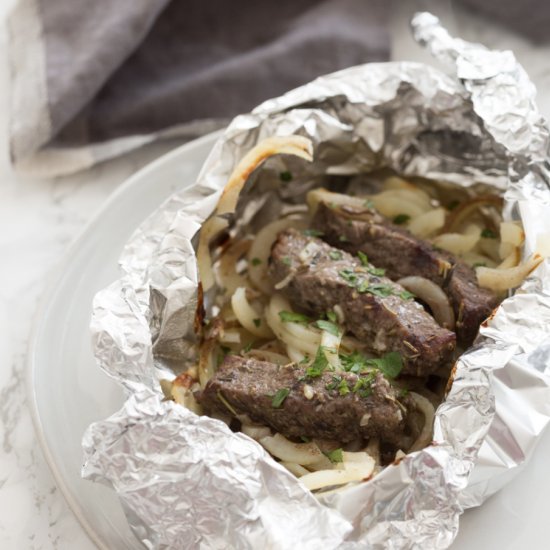 Steak and Potatoes in Foil