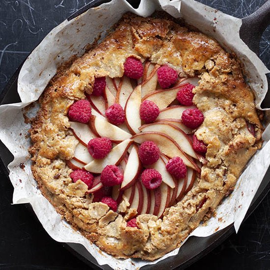 Paleo Pear and Raspberry Tart