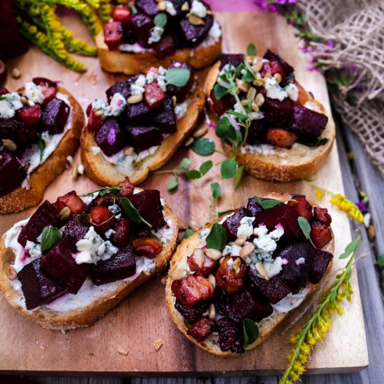 Beetroot Pancetta Bruschetta