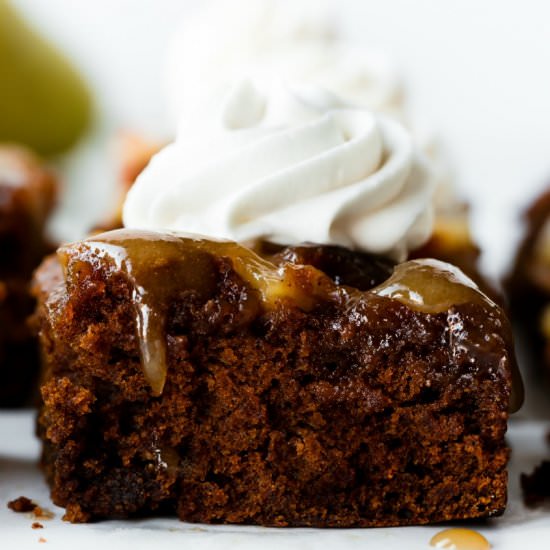 Upside-Down Pear Gingerbread Cake