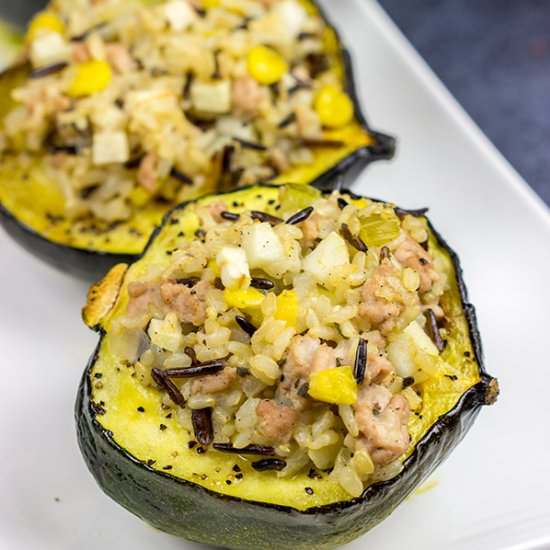 Apple and Pork Stuffed Acorn Squash