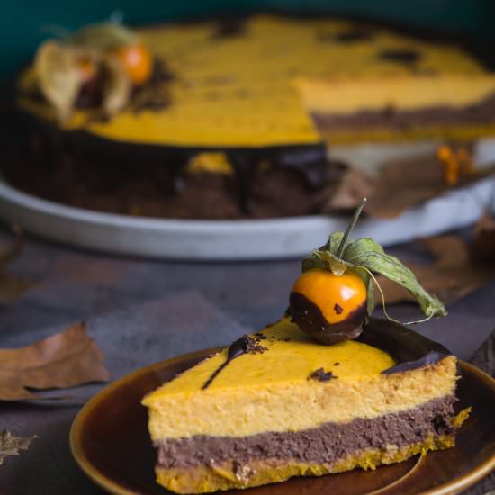 Pumpkin & chocolate cheesecake