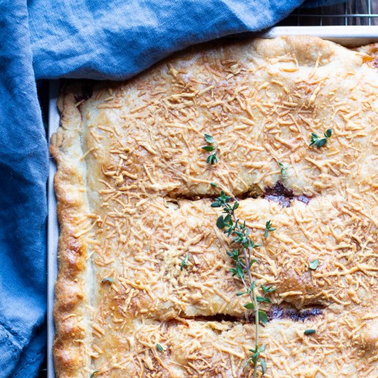 Cauliflower Rarebit Slab Pie