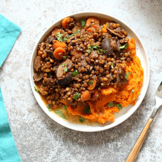 Instant Pot Lentil Mushroom Stew