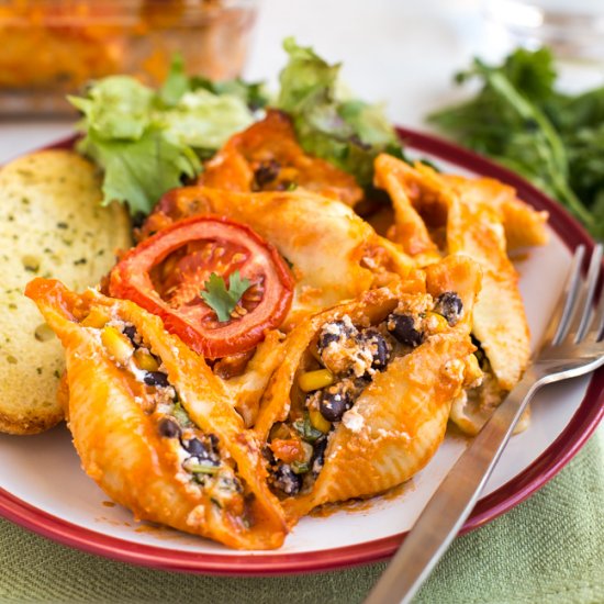 Enchilada stuffed pasta shells