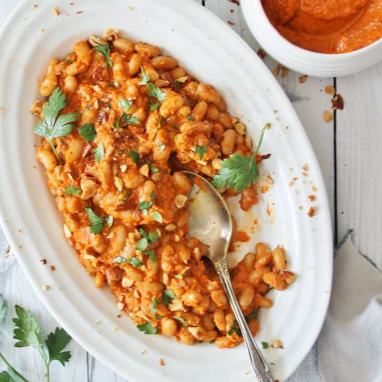 Peruvian Beans with Romesco Sauce