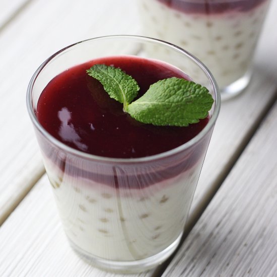 Coconut Raspberry Tapioca Pudding