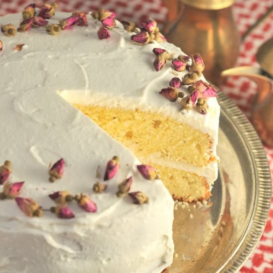 Cardamom Cake with Rosewater Cream