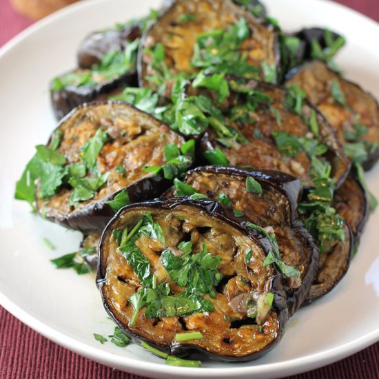 Roasted eggplant with anchoves